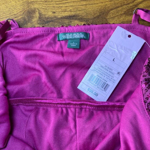 Wild Fable Purple Sequin Mini Dress Ruched Drawstring Sleeveless Party L - Picture 7 of 10